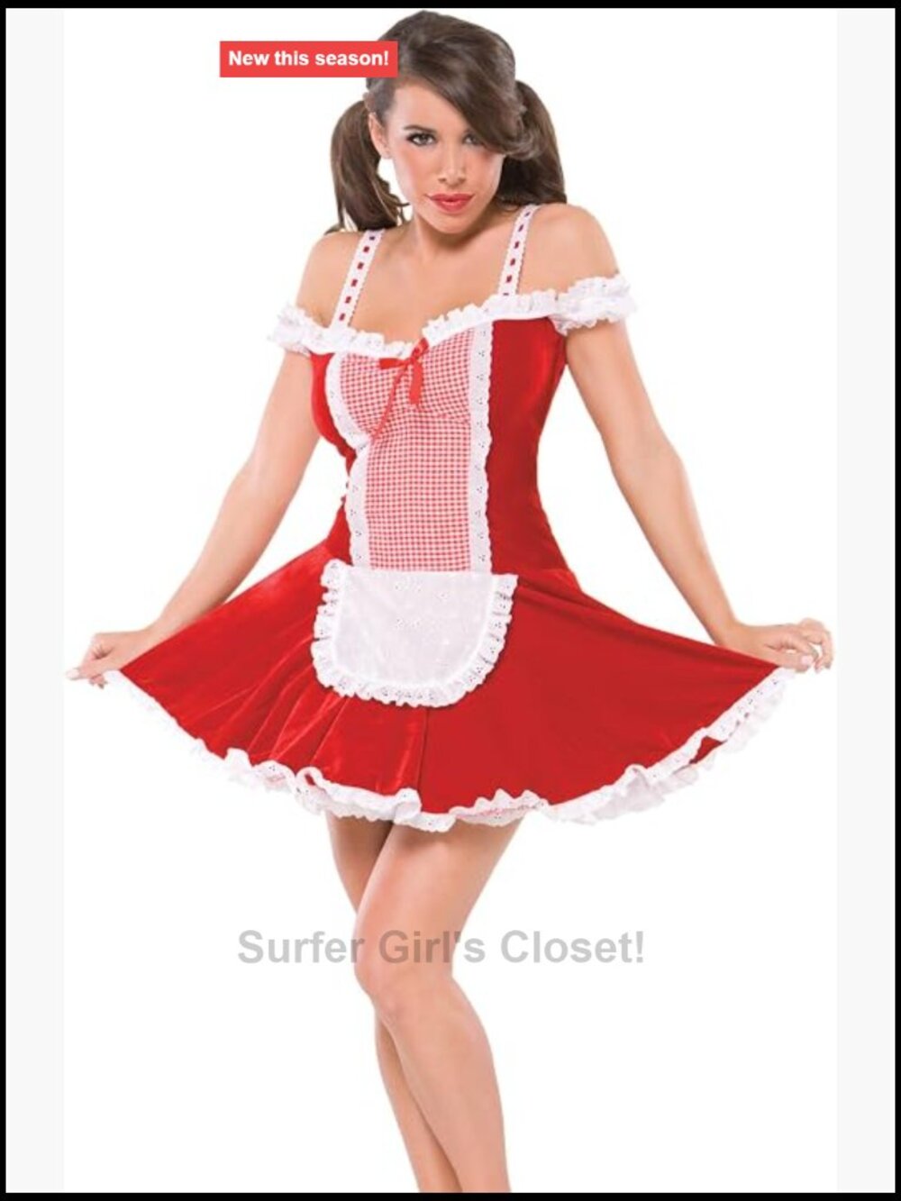 Sexy Red Riding Hood Adult Costume Velvet Mini Cape Dress